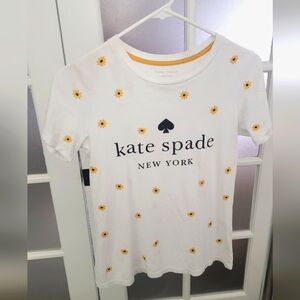Kate Spade Yellow and White Short Sleeve Tee with Playful Elegance